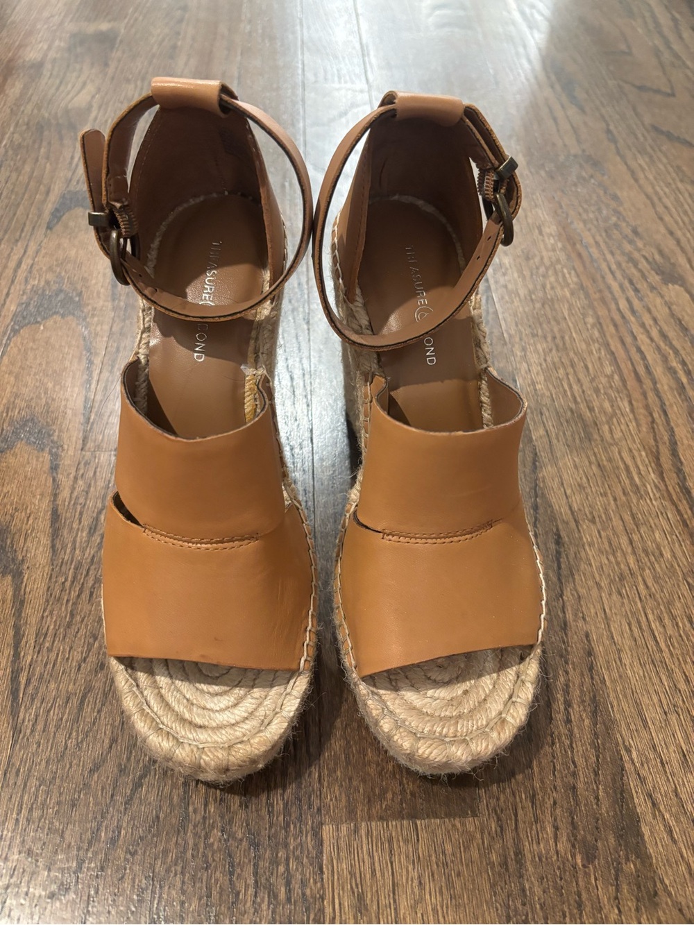 Treasure and Bond LTD Tan Espadrille Wedge Sandals with Ankle Strap